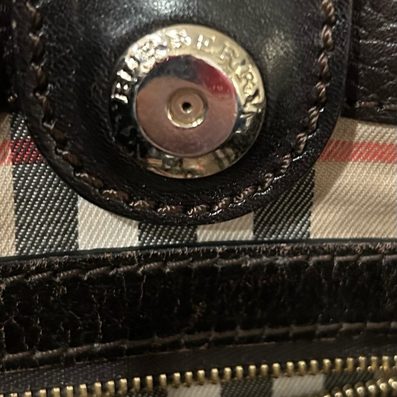 Burberry Brown Pebbled Leather Tote with Nova Check Interior - Picture 13 of 13